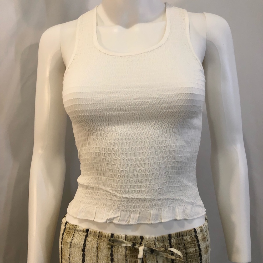 NWT, Japna, Ruched White Racerback Crop Top, Size S